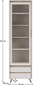 Vitrină, caşmir/stejar sonoma, LONGY REG1W2S