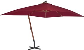vidaXL Umbrelă consolă de grădină cu stâlp din lemn, bordo, 400x300 cm
