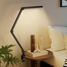 HOMCOM Lampă de Birou LED Dimmabilă cu Clește, Braț Reglabil și 2 Culori de Lumină, Negru | Aosom Romania