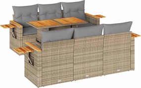 vidaXL Set canapele grădină cu perne 7 piese bej poliratan/lemn acacia