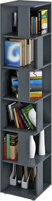 Biblioteca de colt KORIND, gri grafit, DTD laminat,  38x38x186 cm