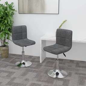 vidaXL Scaune de bucătărie pivotante, 2 buc., gri închis, textil