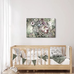 Tablou - Flori pe roata de lemn (90x60 cm)