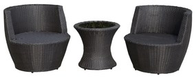 Set Mobilier Gradina Outsunny, Ratan cu 3 Piese si Perne Decorative, Maro inchis | Aosom RO