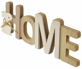 Inscripție din lemn HOME cu iepuraș, 21,5 x 7,5 x3 cm