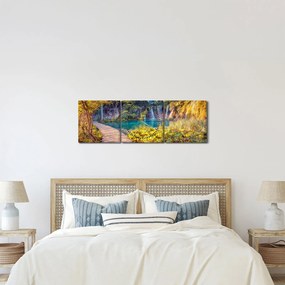 Tablou - Lacurile Plitvice, Croația (cu ceas) (90x30 cm)