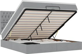 vidaXL Cadru de pat otoman cu saltele țesătură gri deschis 200x200cm