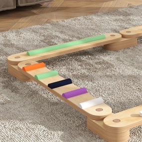 AIYAPLAY Balansoar din lemn pentru copii 3-8 ani cu pietre de obstacole colorate, interior și exterior | Aosom Romania