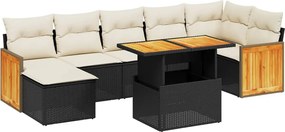 vidaXL Set mobilier de grădină cu perne, 8 piese, negru, poliratan