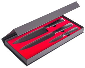 Set de cuțite G21 Damascus Premium în bloc de bambus, 3 bucăți + piatră de ascuțit