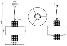 Lustră pe cablu KING 3xE14/28W/230V argintie Reality