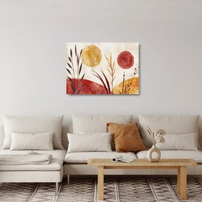 Tablou pe sticlă - Plante și cercuri (70x50 cm)