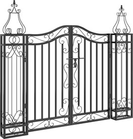 vidaXL Poartă de grădină, negru, 121x8x100 cm, fier forjat