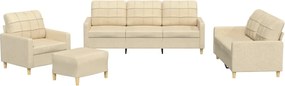 vidaXL Set de canapele cu perne, 4 piese, crem, textil