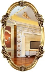 Oglindă decorativă de perete, ramă aurie antichizată, 90 x 55 cm