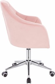 HR830CK Scaun Roz Pudra Catifea cu Bază Cromata