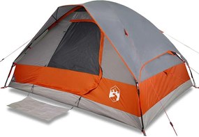 vidaXL Cort de camping pentru 2 persoane, gri/portocaliu, impermeabil