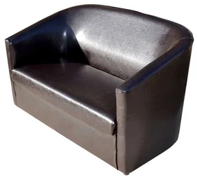 Canapea fixa Scoica, 2 locuri, tapitat piele ecologica, culoare maro wenge