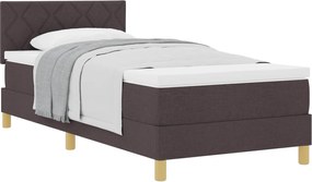 vidaXL Pat cu arcuri cu saltea Maro închis 100 x 200 cm țesătură