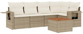 vidaXL Set canapele de grădină cu perne, 6 piese, bej, poliratan