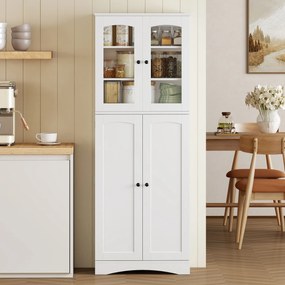 HOMCOM Dulap Bucătărie 162 cm, Credenza, Uși Acrilice Soft-Close, Rafturi, Alb. | Aosom Romania