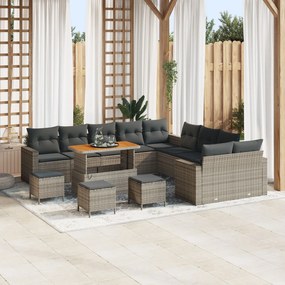 vidaXL Set de canapele pentru grădină 13 pcs Gri poliratan
