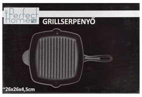 Tigaie grill fonta cu cioc, 25,5 cm, Perfect Home 14752