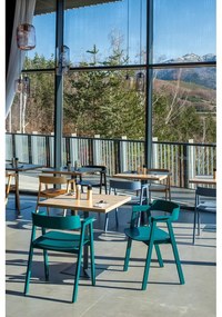 Scaun de dining petrol cu cotiere din lemn de stejar Flip – Gazzda