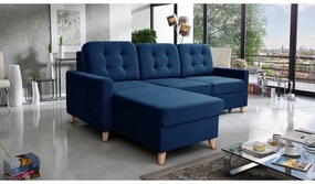 Canapea de colț cu funcție de dormit Vanisa Mini Stânga - Albastru marin Kronos 09/ Picioare Fag