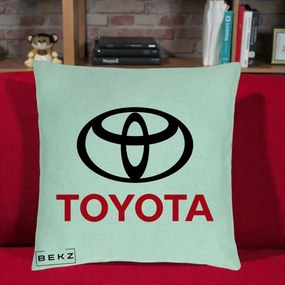 Perna Personalizata cu emblema Toyota, 40x40 cm, Verde Menta, Husa Detasabila, Perna Inclusa, BEKZ®