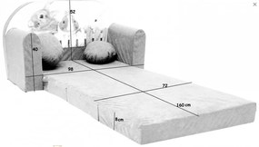 Canapea de pat gri pentru copii 98 x 170 cm
