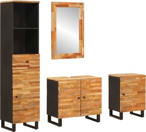 vidaXL Seturi de baie cu sertar cu raft natural Lemn de mango solid