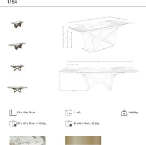 Masa extensibila deosebita design LUX Marble 200-290x100cm