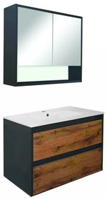 Mobilier complet de baie Porto 80 în culoarea stejarului rustic antracit
