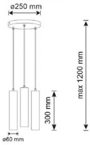 Lustră pe cablu NAPOLI 3xGU10/8W/230V