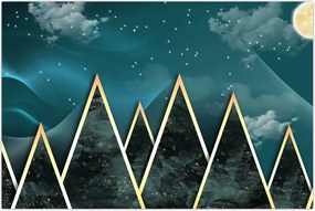 Tablou - Lună plină deasupra munțiilor aurii (90x60 cm)