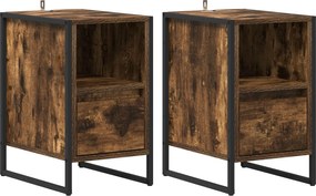 vidaXL Noptieră 2 pcs Stejar fumuriu 39,5 x 30 x 50 cm Lemn compozit