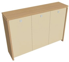 Dulap mediu pentru haine Verno 188 x 46 x 130 cm, uși de sticlă, stejar deschis / vanilie