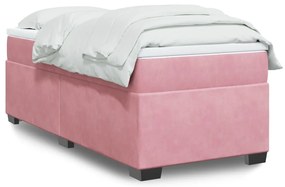 vidaXL Pat box spring cu saltea, roz, 80x200 cm, catifea