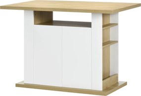 HOMCOM Insulă de Bucătărie pentru 4-6 Persoane, Bufet de Bucătărie cu Dulapuri cu 2 Uși și Rafturi Deschise, 110x70x75.5 cm, Alb