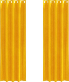 vidaXL Perdele opace 2 pcs Galben muștar 140 x 225 cm Catifea