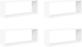 vidaXL Rafturi de perete cub, 4 buc., alb, 60x15x23 cm, lemn prelucrat