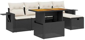 3275695 vidaXL Set mobilier de grădină cu perne, 6 piese, negru, poliratan