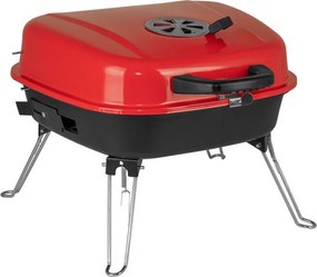 Gratar pe carbuni Muhler 1003819, 41 x 41 x 40 cm, Grill zincat, Capac, Rosu