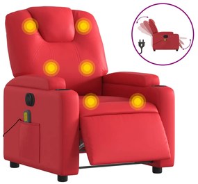 3204428 vidaXL Fotoliu electric de masaj rabatabil, roșu, piele ecologică