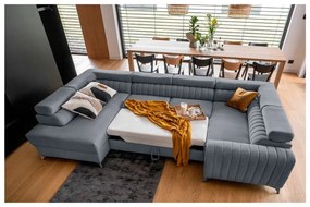 Colțar albastru extensibil/cu spațiu de depozitare (cu colț pe partea stângă/în formă de "U") Louis – ELTAP