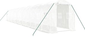 vidaXL Seră cu cadru din oțel, alb, 28 m², 14x2x2 m