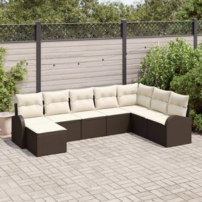 vidaXL Set de canapele pentru grădină cu pernă 8 pcs Maro Rattan poli