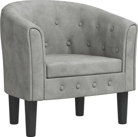 vidaXL Fotoliu tip cuvă, gri deschis, catifea
