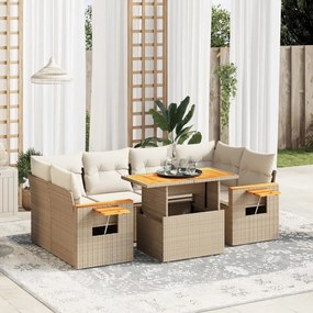 vidaXL Set canapele de grădină, 7 piese, cu perne, bej, poliratan